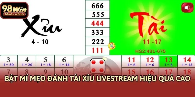 Bật mí mẹo đánh tài xỉu livestream hiệu quả cao
